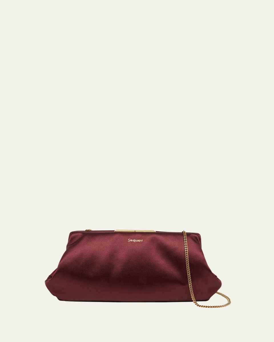 Small Clutch Bag in Satin with Chain